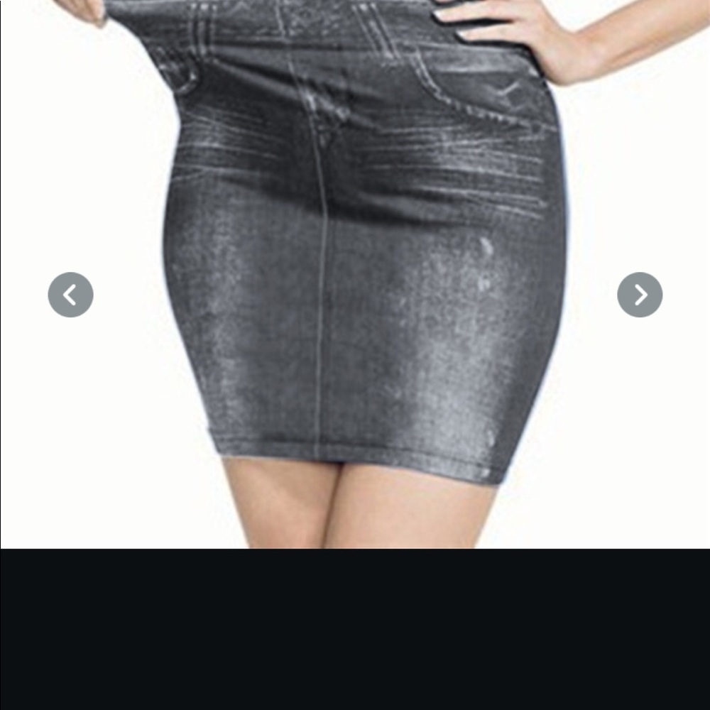 Women Fashion Print Seamless Skirt Faux Denim Jean - Picture 3 of 6